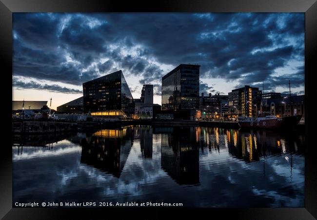 Liverpool Skyline at Night Framed Print by John B Walker LRPS