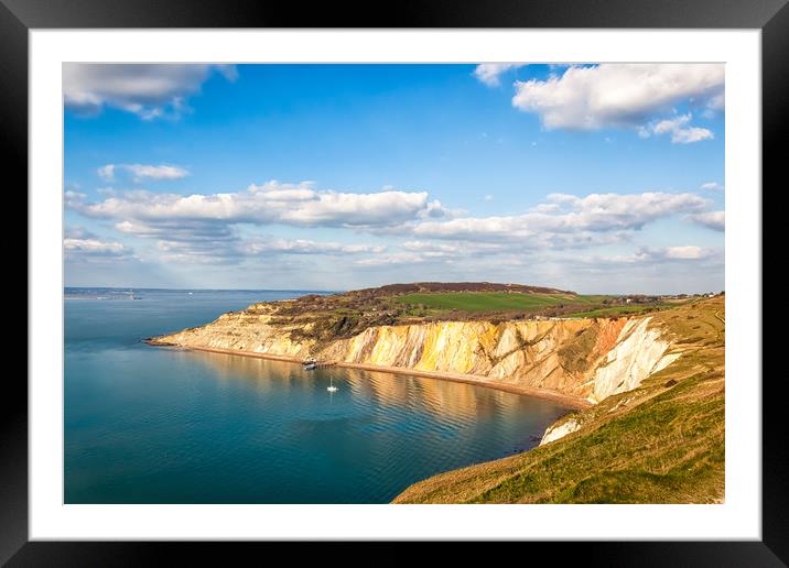 Looking Down On Alum Bay Isle Of Wight Framed Mounted Print by Wight Landscapes