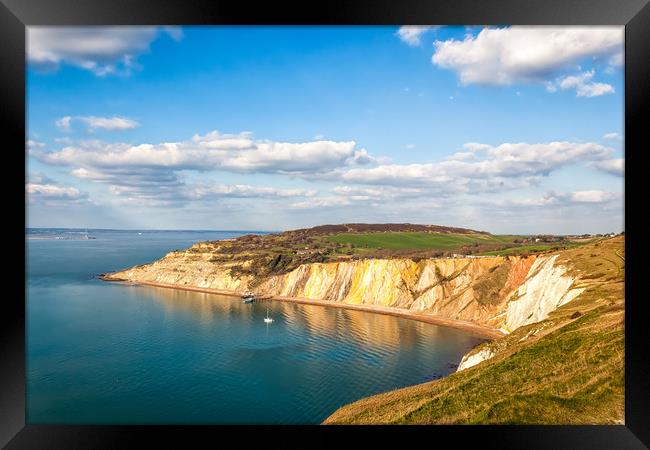 Looking Down On Alum Bay Isle Of Wight Framed Print by Wight Landscapes