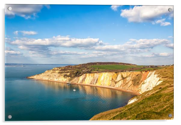 Looking Down On Alum Bay Isle Of Wight Acrylic by Wight Landscapes
