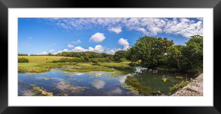 Newtown Causeway Panorama Framed Mounted Print by Wight Landscapes