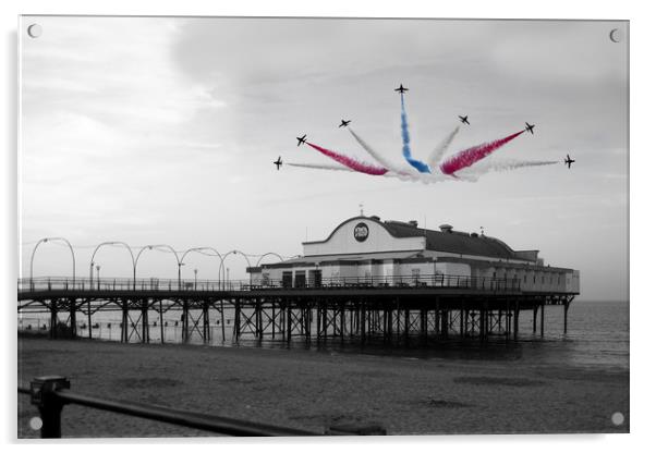 Rd Arrows over Cleethorpes Pier Acrylic by J Biggadike