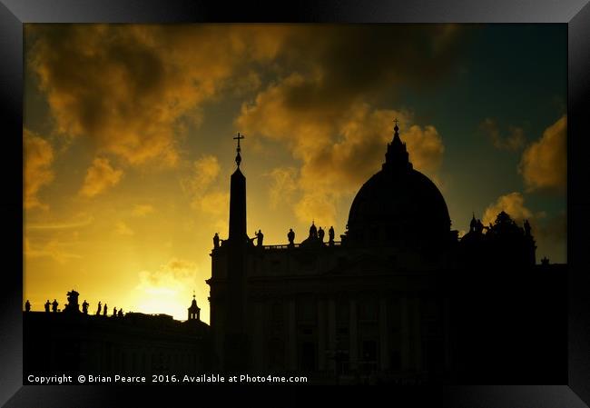 Sunset over Vatican City Framed Print by Brian Pearce