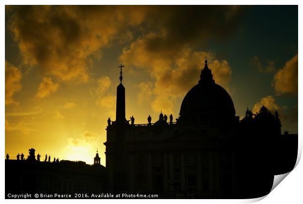 Sunset over Vatican City Print by Brian Pearce
