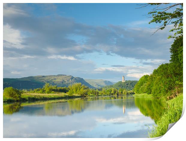 River Forth towards the Wallace Monument. Print by Tommy Dickson
