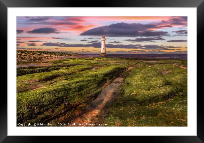 Perch Rock Lighthouse Sunset Framed Mounted Print by Adrian Evans