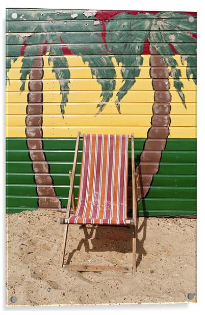 Deckchair and palm trees Acrylic by Stephen Mole