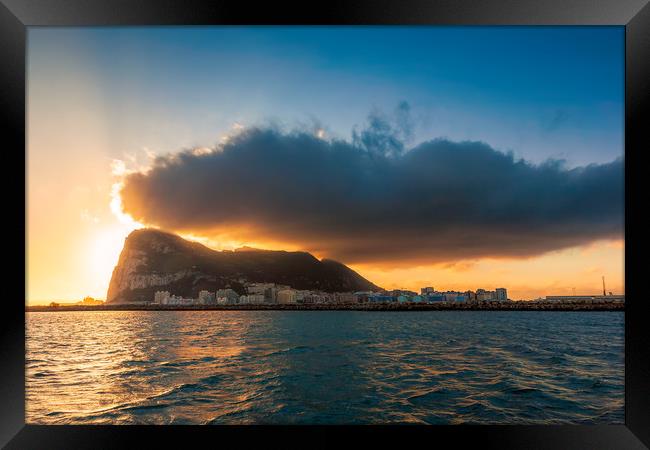Rock Of Gibraltar Dawn Framed Print by Wight Landscapes