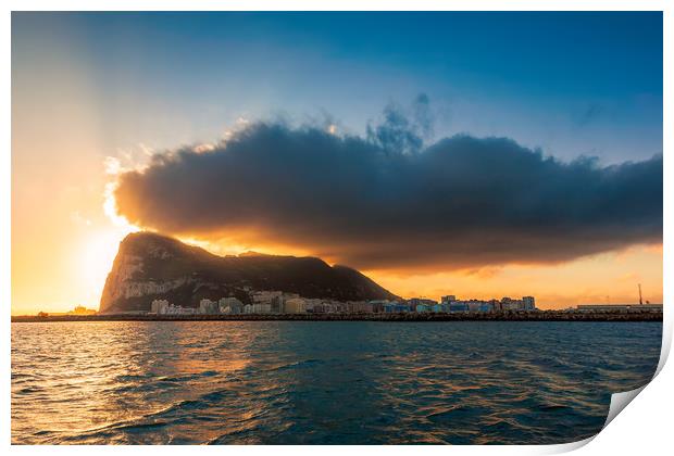 Rock Of Gibraltar Dawn Print by Wight Landscapes