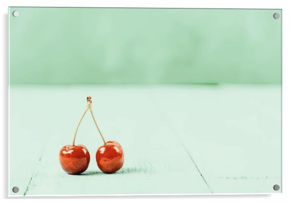 Fresh Red Cherry Fruit Acrylic by Radu Bercan