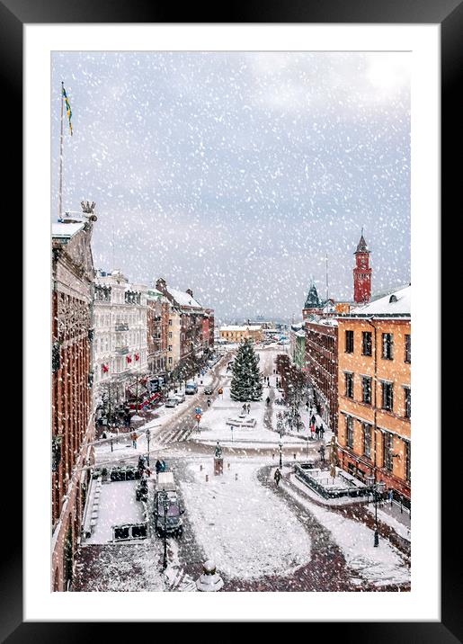 Helsingborg Snowy Weather Framed Mounted Print by Antony McAulay