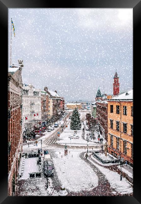 Helsingborg Snowy Weather Framed Print by Antony McAulay