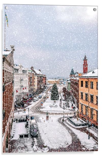 Helsingborg Snowy Weather Acrylic by Antony McAulay
