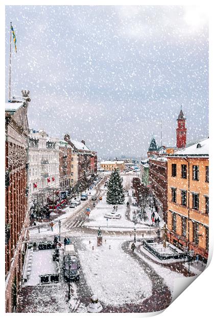 Helsingborg Snowy Weather Print by Antony McAulay