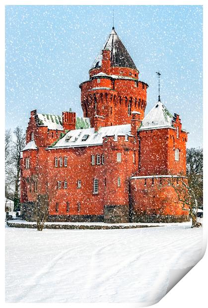 Hjularod Castle in the Snow Print by Antony McAulay