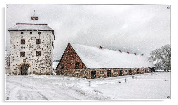 Hovdala Castle in Winter Acrylic by Antony McAulay