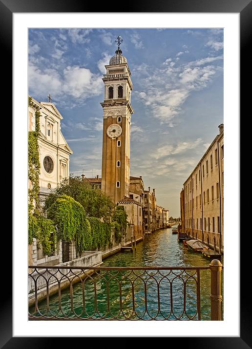 Clock Tower, Venice Framed Mounted Print by Ann Garrett
