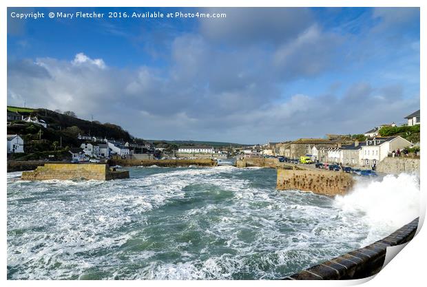 Porthleven Harbour, Cornwall Print by Mary Fletcher