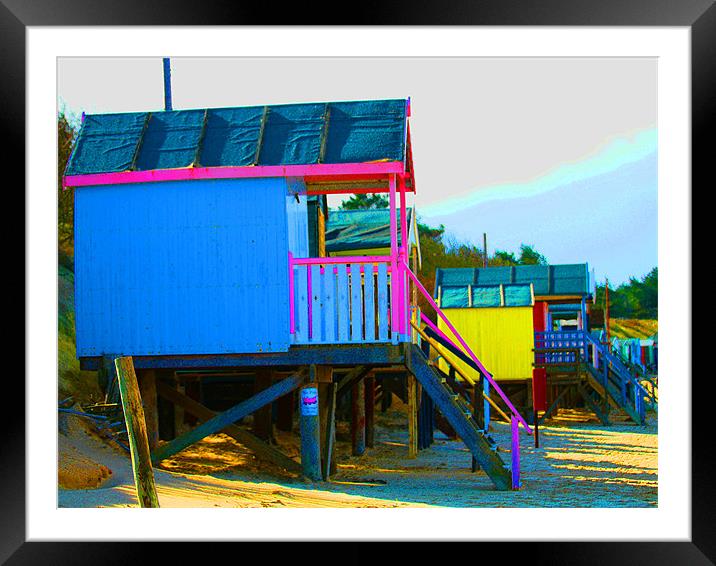 Beach Huts Framed Mounted Print by David French