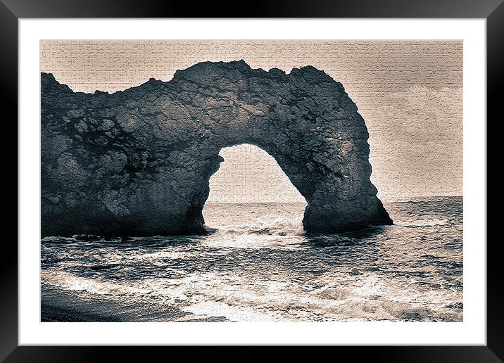 Old Painting of Durdle Door Framed Mounted Print by Allan Thornhill