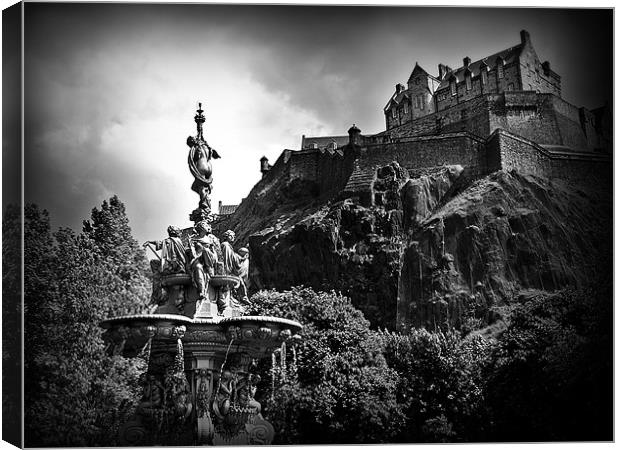 The Ross Fountain, Edinburgh in B&w. Canvas Print by Aj’s Images