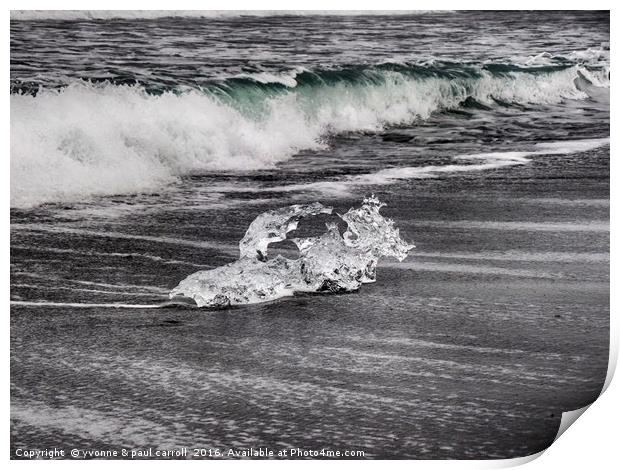 Iceberg beach, South Iceland Print by yvonne & paul carroll