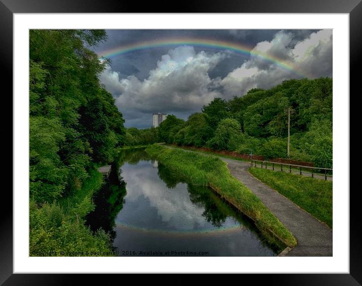 Rainbow over the Forth & Clyde canal near Maryhill Framed Mounted Print by yvonne & paul carroll