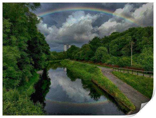 Rainbow over the Forth & Clyde canal near Maryhill Print by yvonne & paul carroll