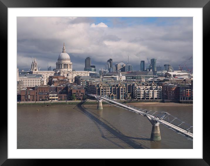 St Pauls and Millennium bridge Framed Mounted Print by Victor Burnside