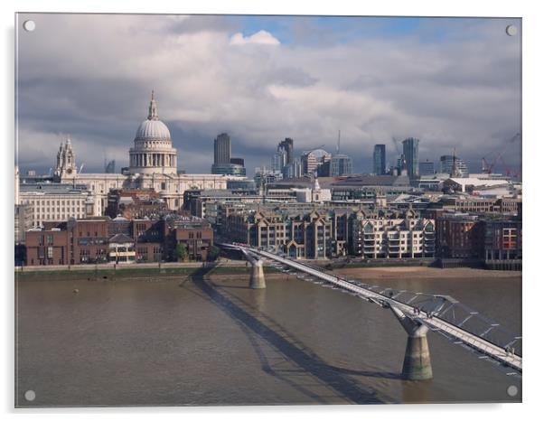 St Pauls and Millennium bridge Acrylic by Victor Burnside