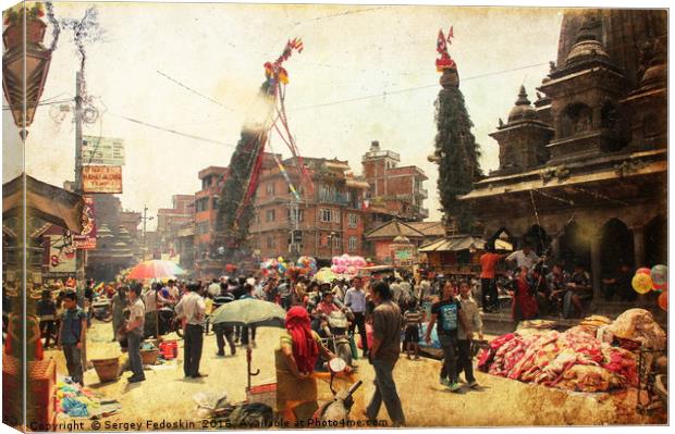 Streetlife in Kathmandu, Nepal. Canvas Print by Sergey Fedoskin