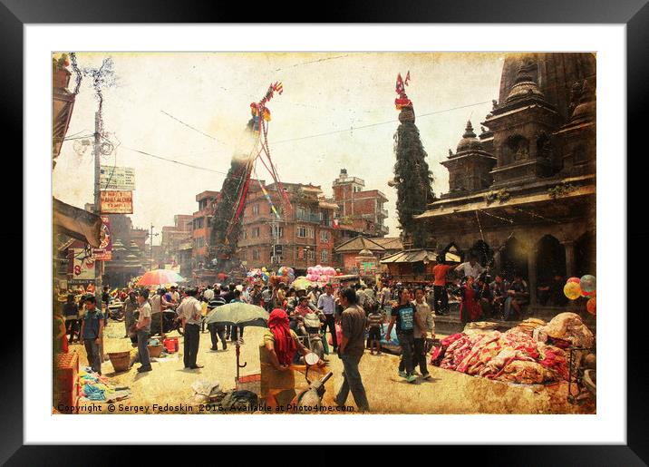 Streetlife in Kathmandu, Nepal. Framed Mounted Print by Sergey Fedoskin