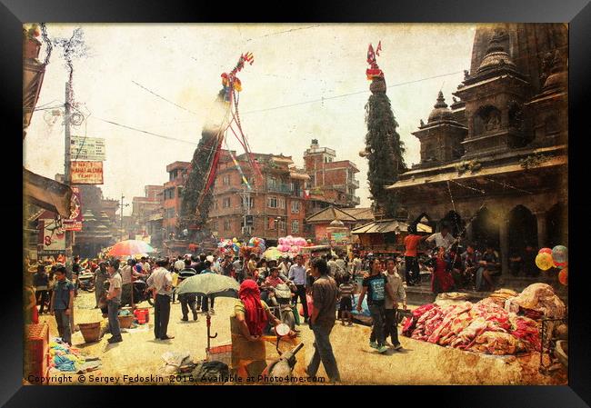 Streetlife in Kathmandu, Nepal. Framed Print by Sergey Fedoskin