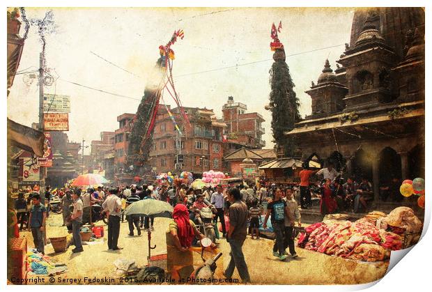 Streetlife in Kathmandu, Nepal. Print by Sergey Fedoskin