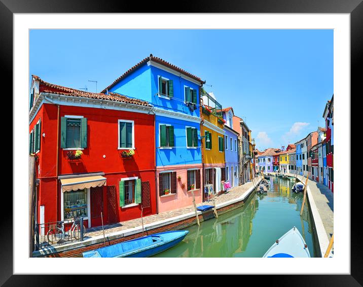  Burano Canal     Framed Mounted Print by Michael Oakes