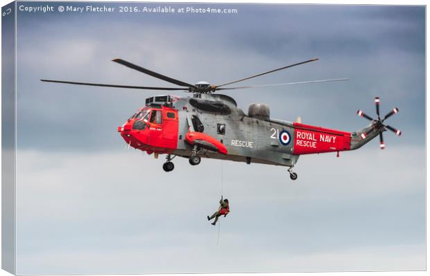 Royal Navy Rescue Helicopter Canvas Print by Mary Fletcher