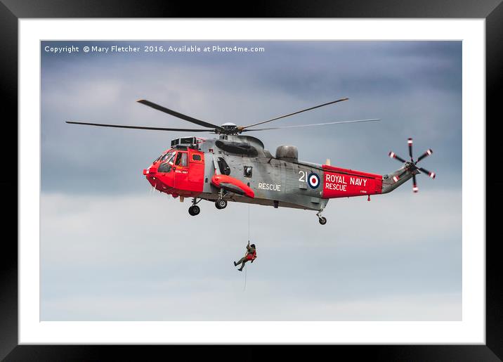 Royal Navy Rescue Helicopter Framed Mounted Print by Mary Fletcher