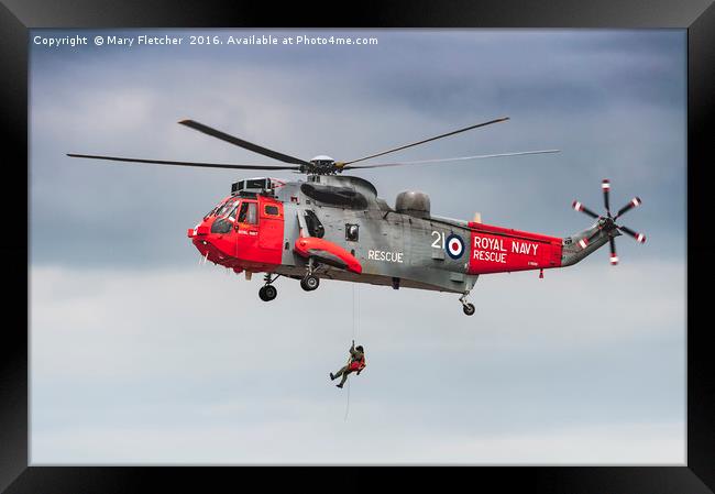 Royal Navy Rescue Helicopter Framed Print by Mary Fletcher