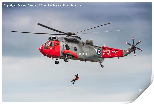 Royal Navy Rescue Helicopter Print by Mary Fletcher