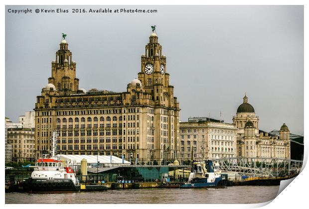 Liverpool, liver buliding, pier head Print by Kevin Elias
