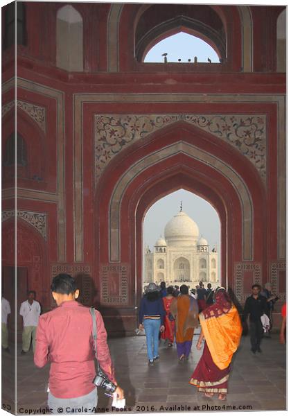 Taj Mahal Through The Gate Canvas Print by Carole-Anne Fooks