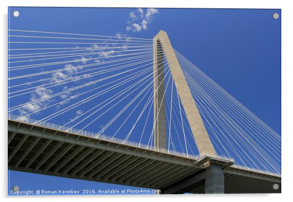 Concrete tower and cables of the Arthur Ravenel Jr Acrylic by Roman Korotkov