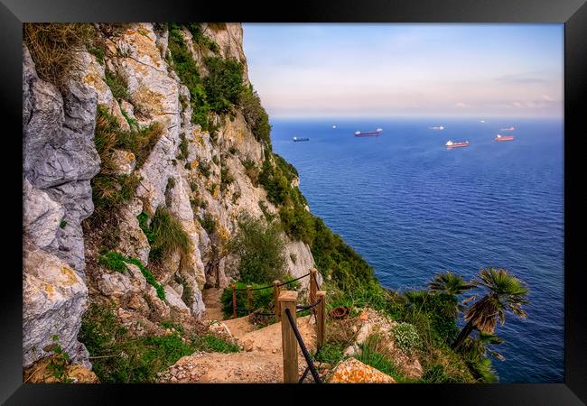 Mediterranean Steps Gibraltar Framed Print by Wight Landscapes