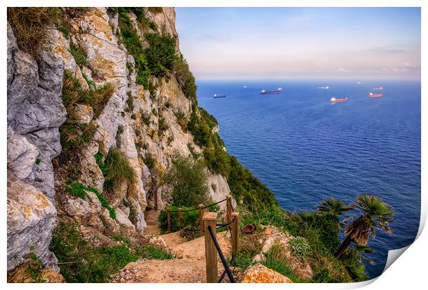 Mediterranean Steps Gibraltar Print by Wight Landscapes