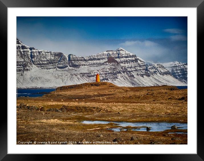 Lighthouse, East Fjords, Iceland Framed Mounted Print by yvonne & paul carroll