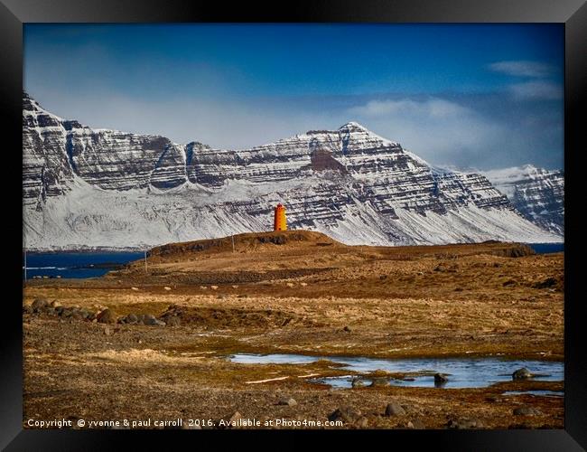Lighthouse, East Fjords, Iceland Framed Print by yvonne & paul carroll
