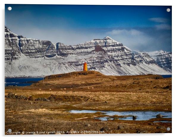 Lighthouse, East Fjords, Iceland Acrylic by yvonne & paul carroll