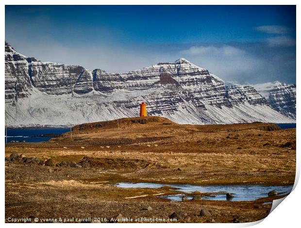Lighthouse, East Fjords, Iceland Print by yvonne & paul carroll