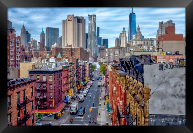 New York Looking over Chinatown Framed Print by peter tachauer