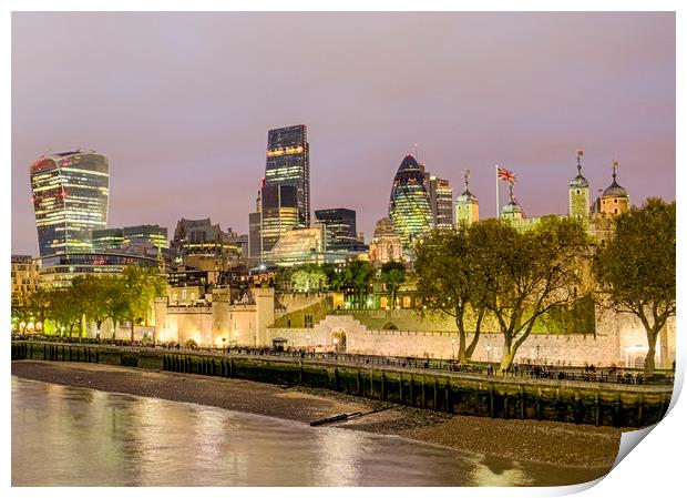 Thames View by Night Print by peter tachauer